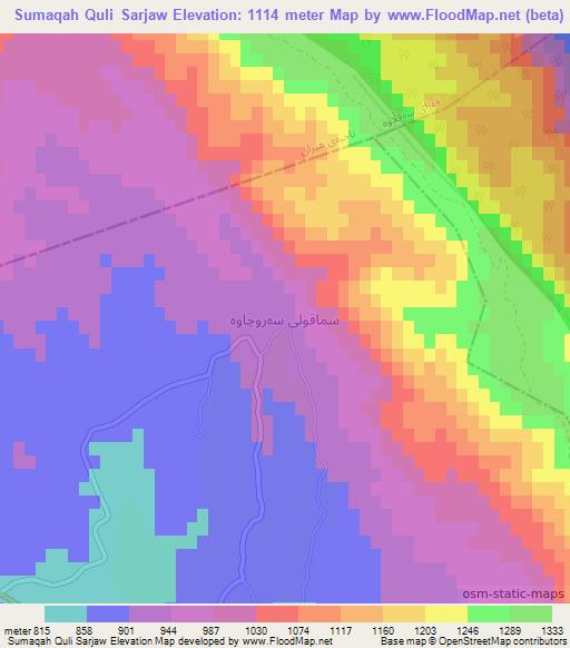 Sumaqah Quli Sarjaw,Iraq Elevation Map