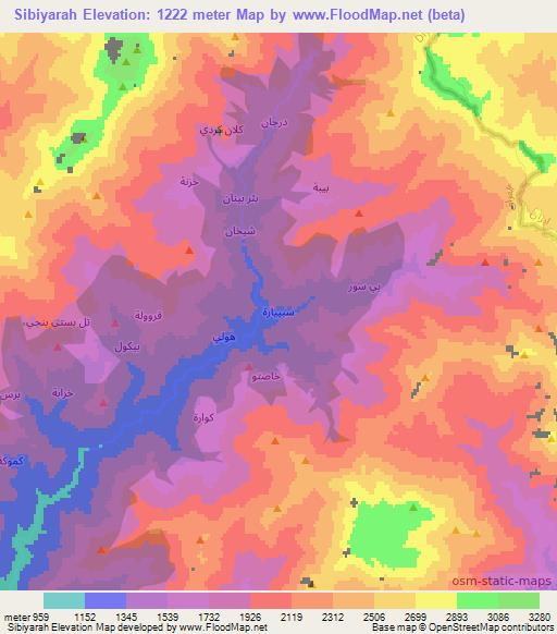 Sibiyarah,Iraq Elevation Map