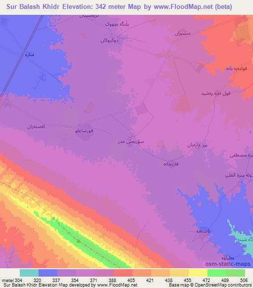 Sur Balash Khidr,Iraq Elevation Map