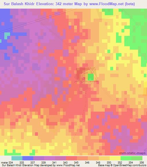 Sur Balash Khidr,Iraq Elevation Map