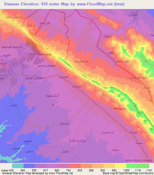 Siwasan,Iraq Elevation Map