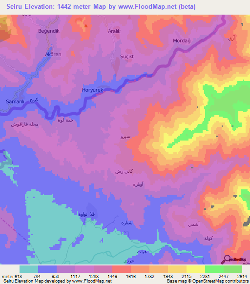 Seiru,Iraq Elevation Map