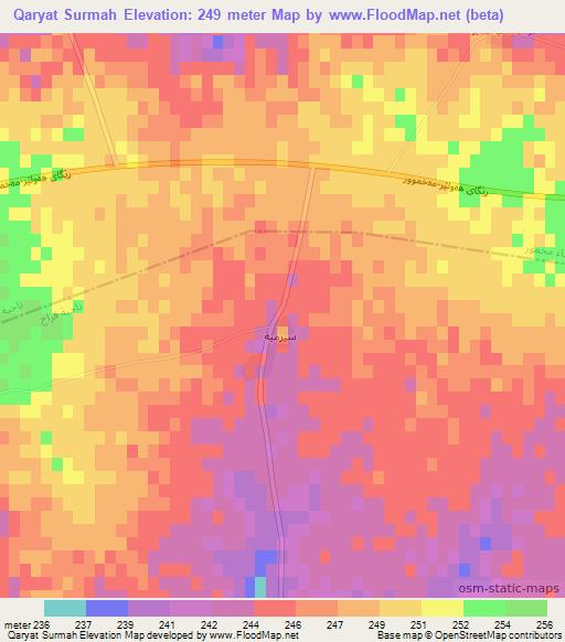 Qaryat Surmah,Iraq Elevation Map
