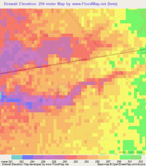 Sirawah,Iraq Elevation Map