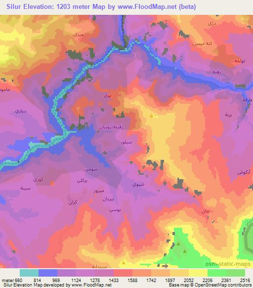 Silur,Iraq Elevation Map
