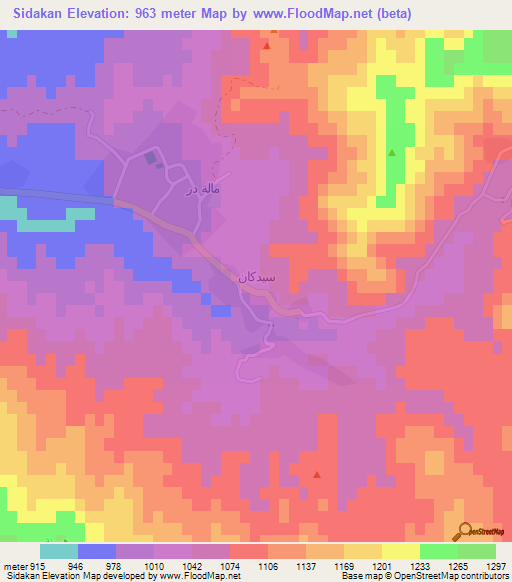 Sidakan,Iraq Elevation Map