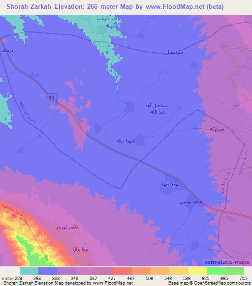 Shorah Zarkah,Iraq Elevation Map