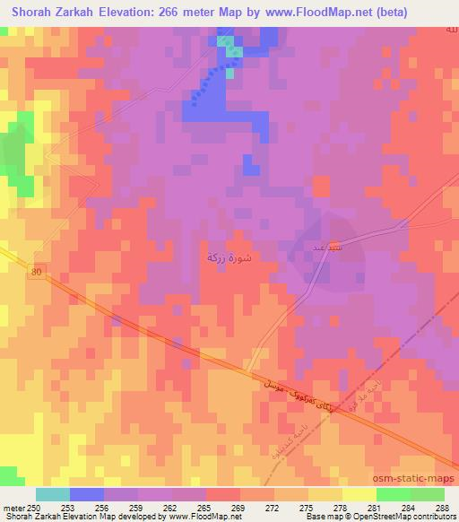 Shorah Zarkah,Iraq Elevation Map