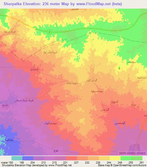 Shurpalka,Iraq Elevation Map