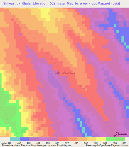 Shiwashuk Khalaf,Iraq Elevation Map
