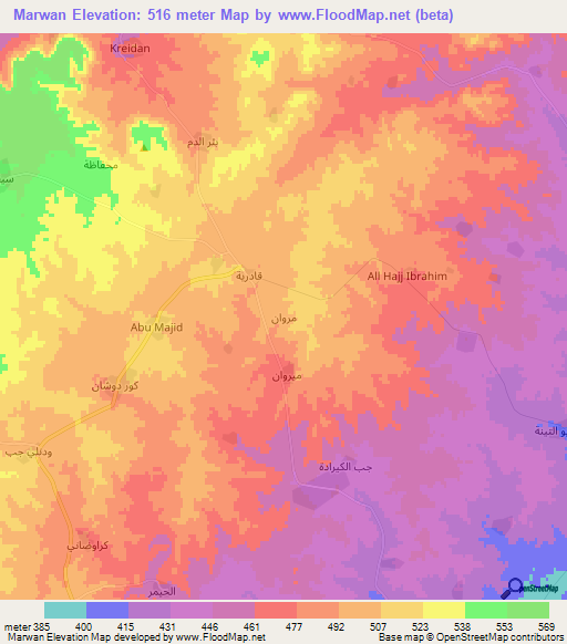 Marwan,Syria Elevation Map