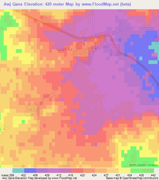 Awj Qana,Syria Elevation Map