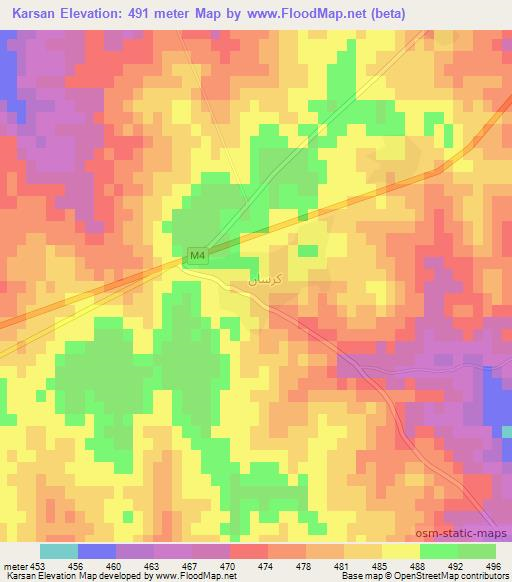 Karsan,Syria Elevation Map