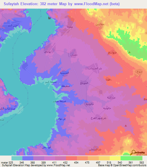Sufaytah,Syria Elevation Map