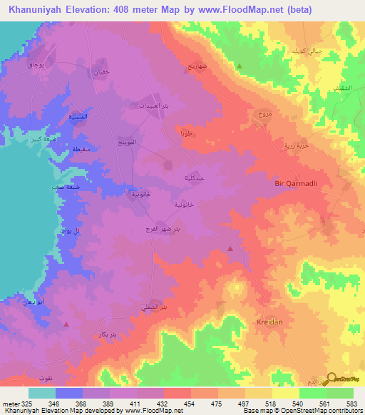 Khanuniyah,Syria Elevation Map