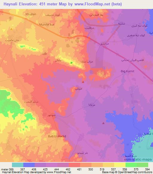 Haynali,Syria Elevation Map
