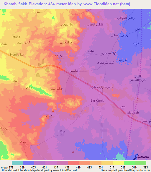 Kharab Sakk,Syria Elevation Map