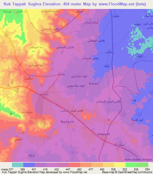 Kuk Tappah Sughra,Syria Elevation Map