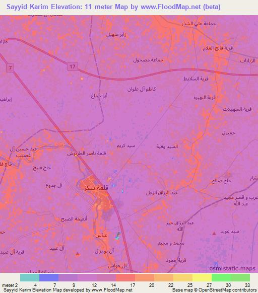 Sayyid Karim,Iraq Elevation Map