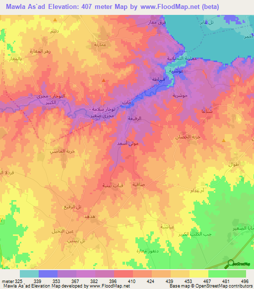 Mawla As`ad,Syria Elevation Map
