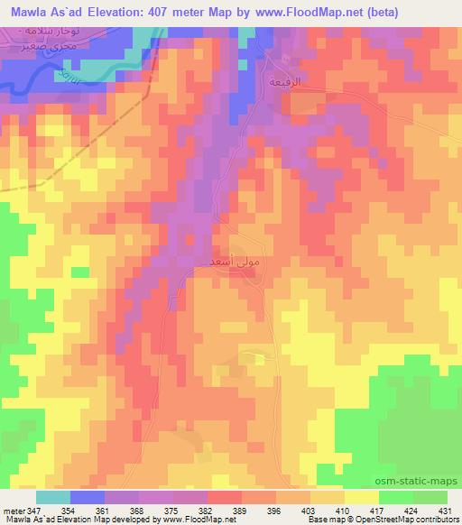Mawla As`ad,Syria Elevation Map