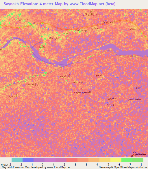 Saynakh,Iraq Elevation Map