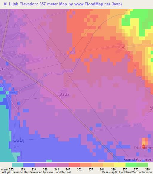 Al Lijak,Syria Elevation Map