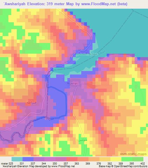 `Awshariyah,Syria Elevation Map