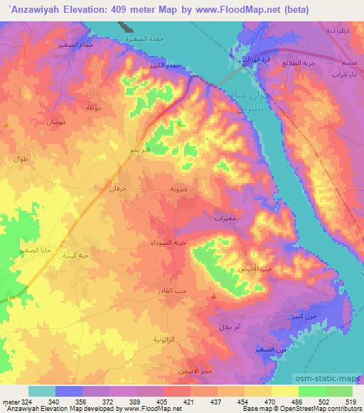 `Anzawiyah,Syria Elevation Map