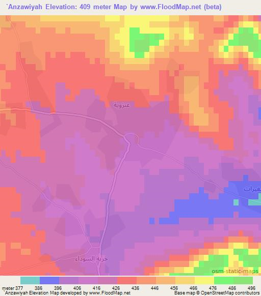 `Anzawiyah,Syria Elevation Map