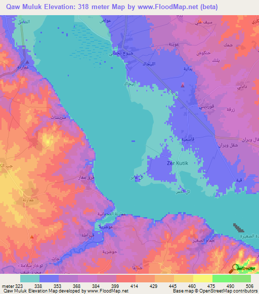 Qaw Muluk,Syria Elevation Map