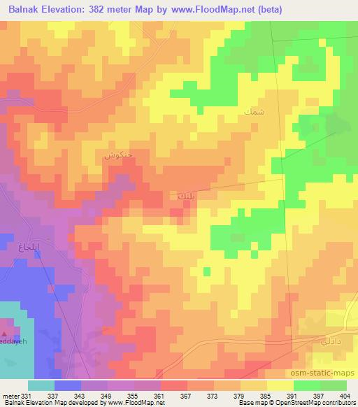 Balnak,Syria Elevation Map