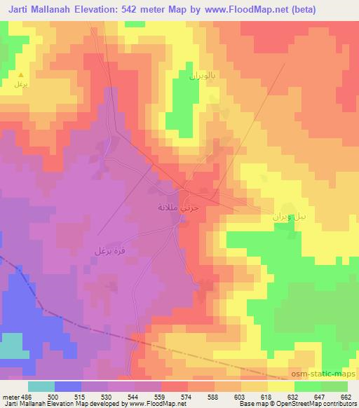 Jarti Mallanah,Syria Elevation Map