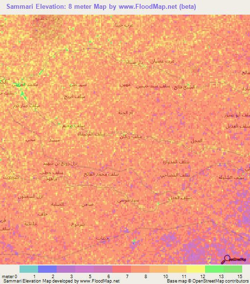 Sammari,Iraq Elevation Map
