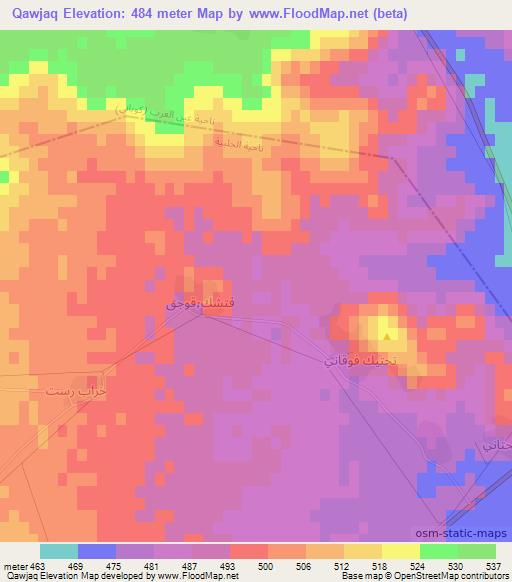 Qawjaq,Syria Elevation Map
