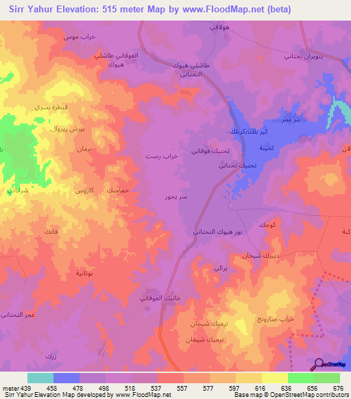 Sirr Yahur,Syria Elevation Map