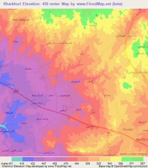 Kharkhuri,Syria Elevation Map