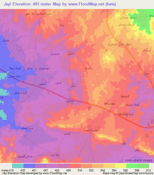 Jayl,Syria Elevation Map