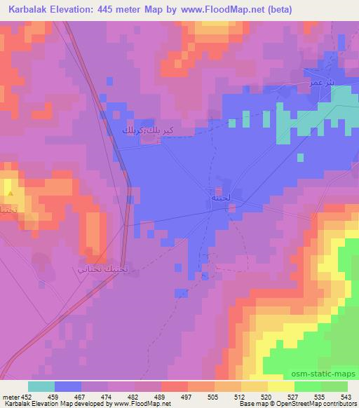 Karbalak,Syria Elevation Map
