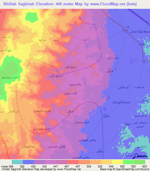 Khillah Saghirah,Syria Elevation Map