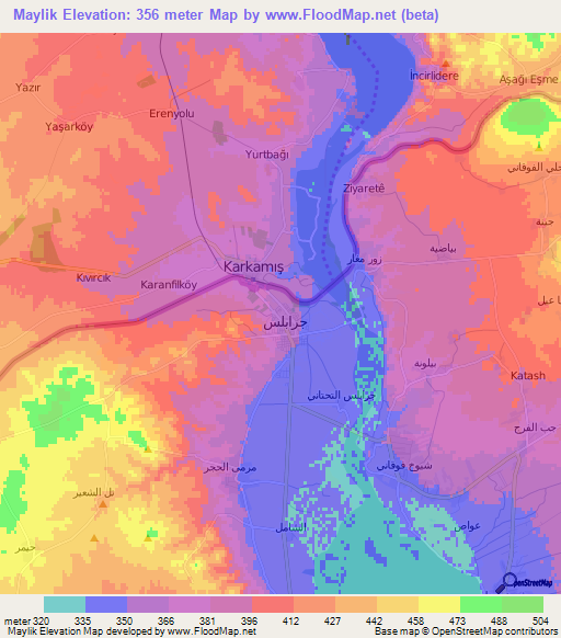 Maylik,Syria Elevation Map