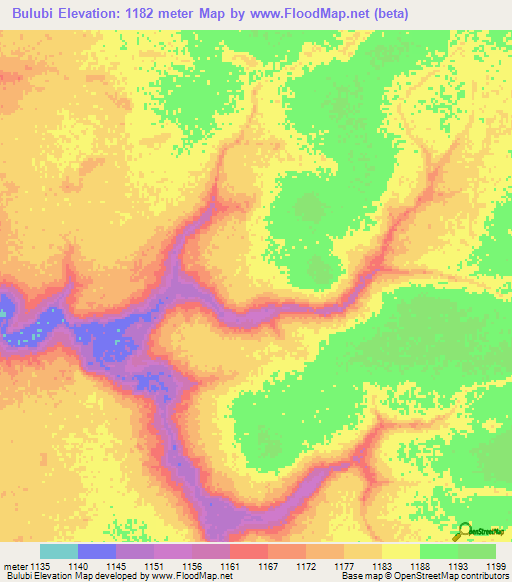 Bulubi,Zambia Elevation Map