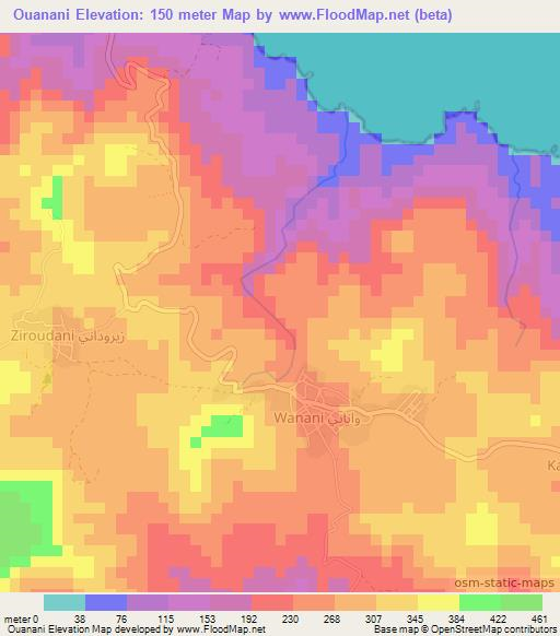 Ouanani,Comoros Elevation Map
