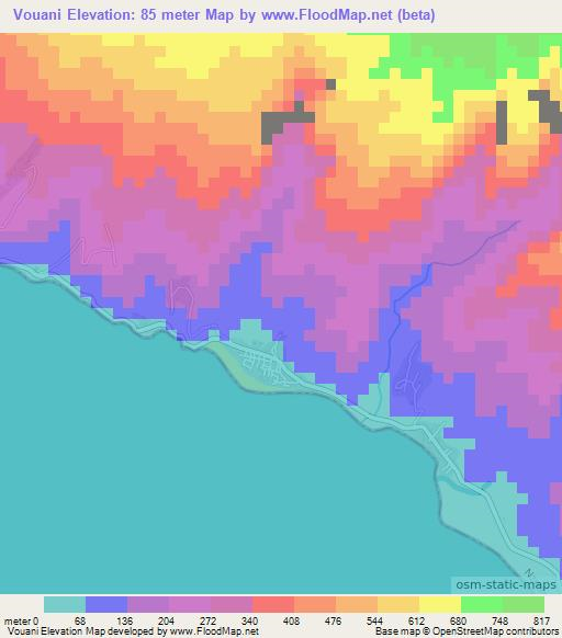Vouani,Comoros Elevation Map
