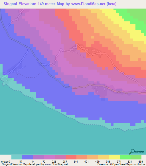 Singani,Comoros Elevation Map