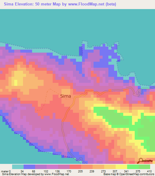 Sima,Comoros Elevation Map