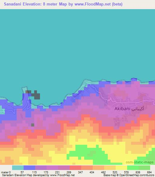 Sanadani,Comoros Elevation Map