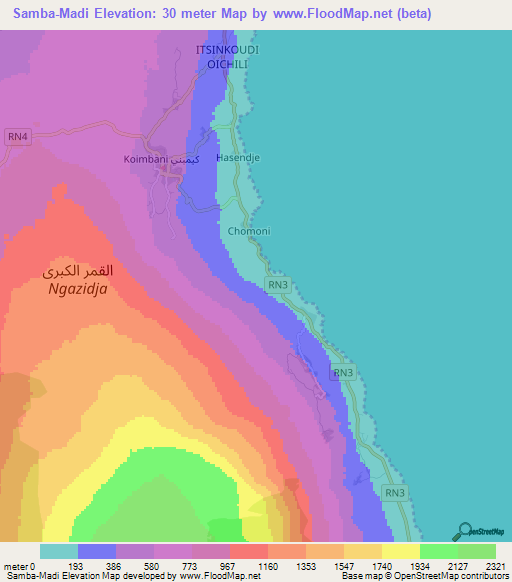 Samba-Madi,Comoros Elevation Map