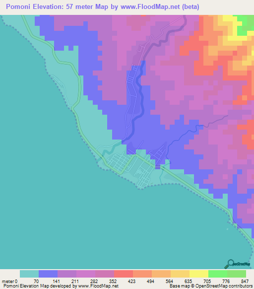 Pomoni,Comoros Elevation Map