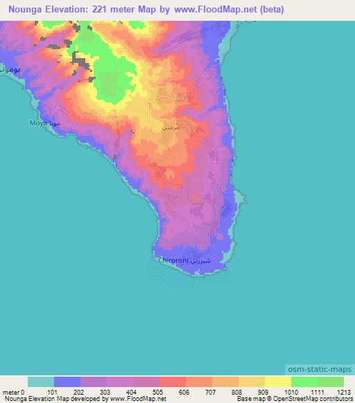 Nounga,Comoros Elevation Map
